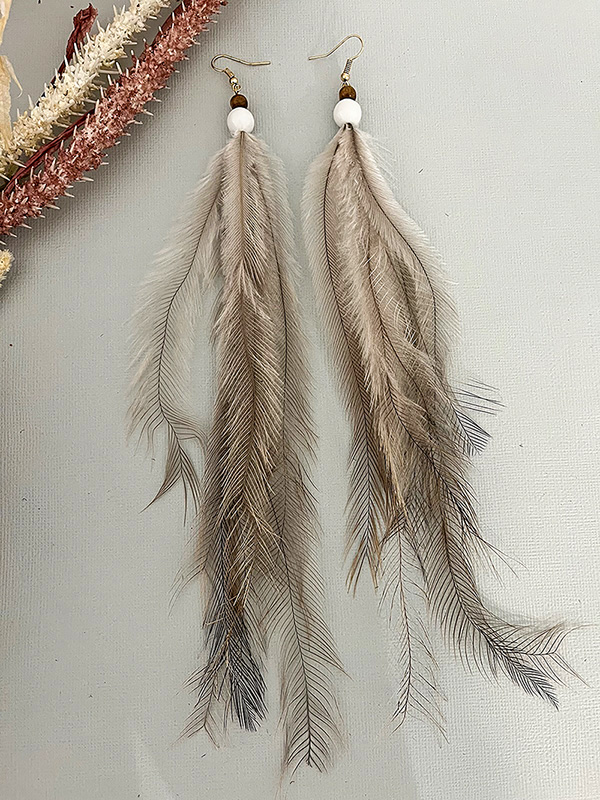 (image for) Emu Feather Feather Earrings -N58