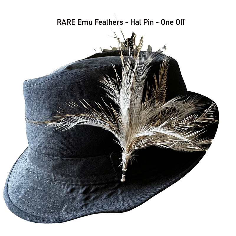 (image for) Hat Pin, Emu Feathers RARE Purse White-Tiger, Akubra or Lapel - Click Image to Close